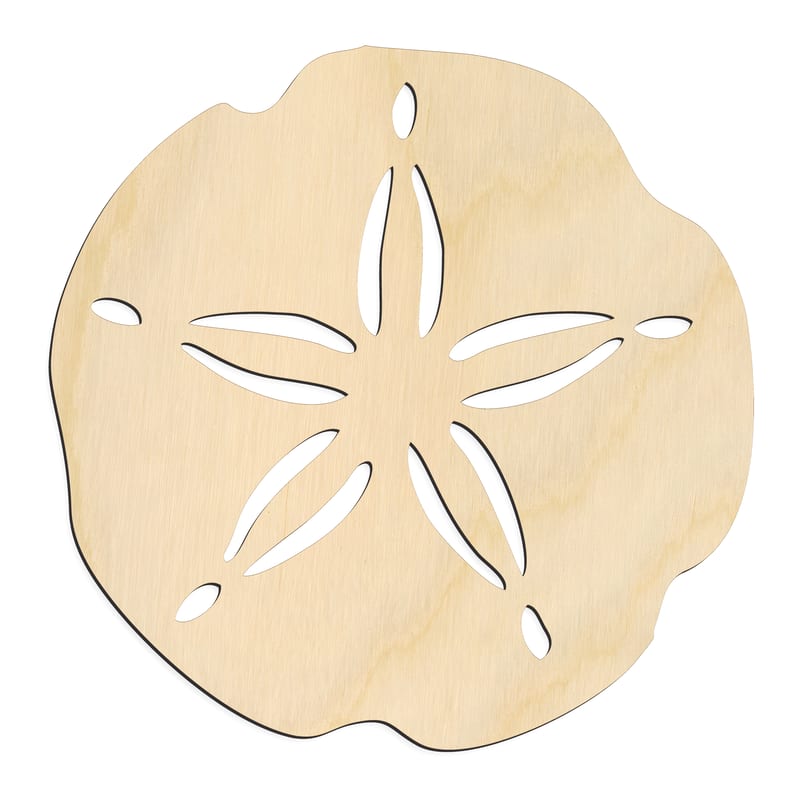 Laser-cut baltic birch silhouette of SAND DOLLAR BROAD PETALS