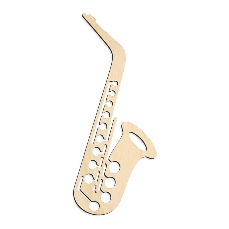 Laser-cut baltic birch silhouette of SAXAPHONE