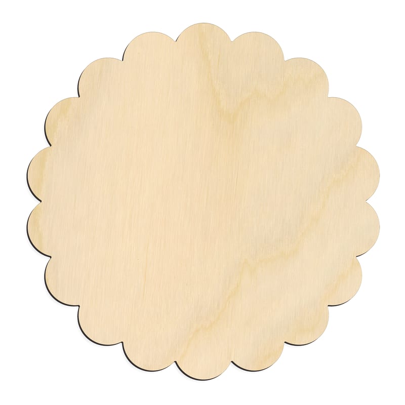 Laser-cut baltic birch silhouette of SCALLOPED CIRCLE
