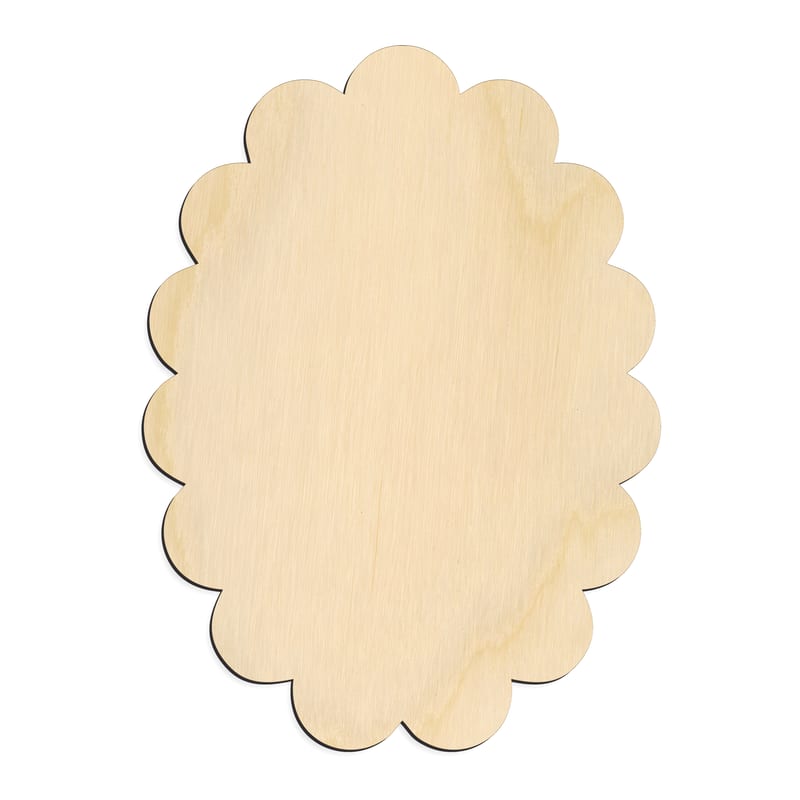 Laser-cut baltic birch silhouette of SCALLOPED OVAL