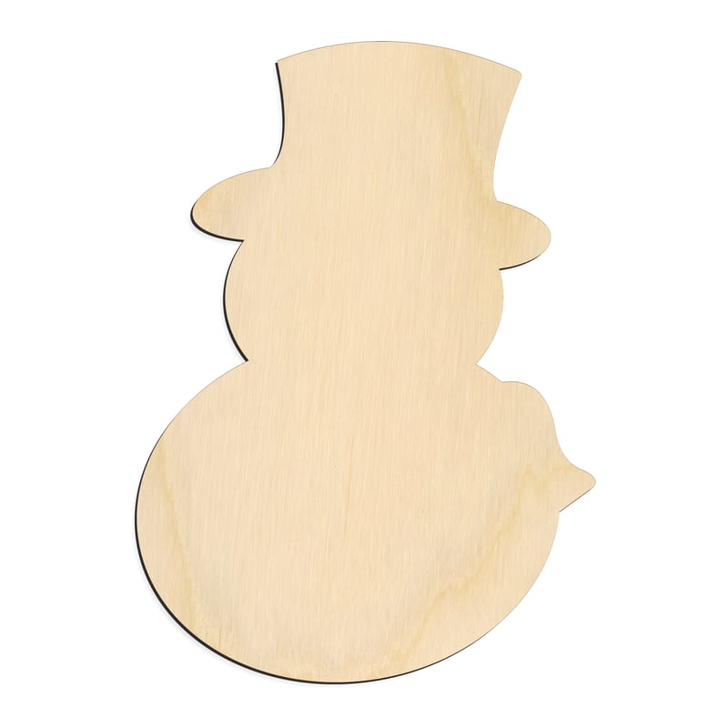 Laser-cut baltic birch silhouette of SCARF FLAG SNOWMAN