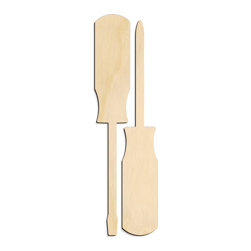 Laser-cut baltic birch silhouette of SCREW DRIVERS