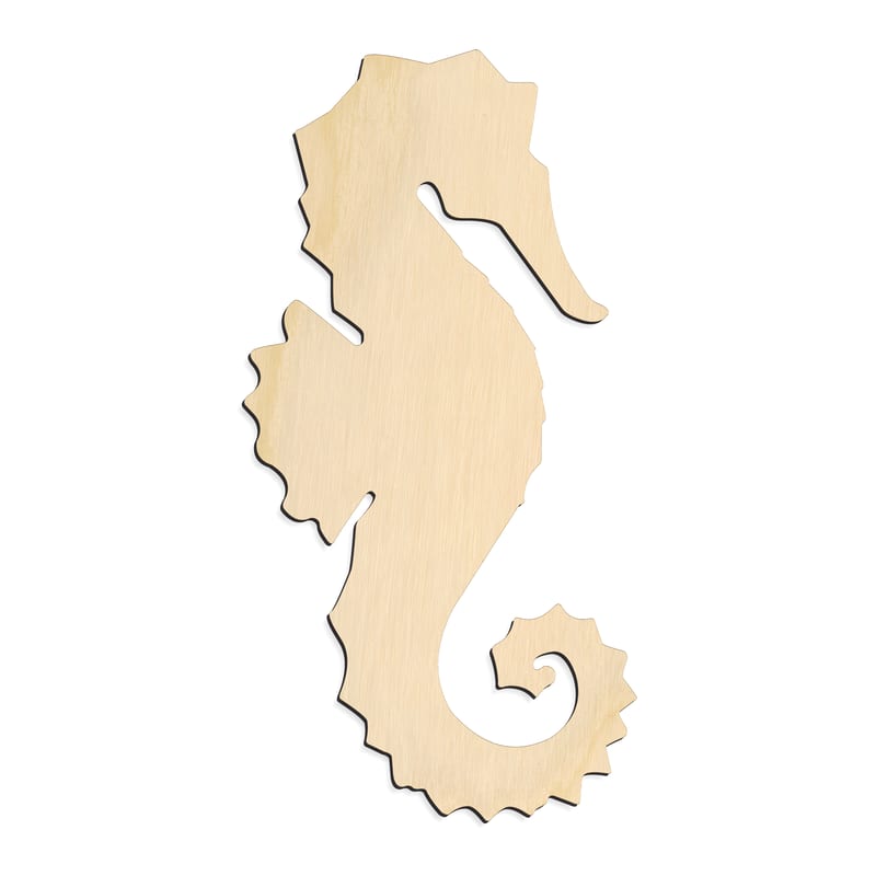 Laser-cut baltic birch silhouette of SEA HORSE BROAD CREST