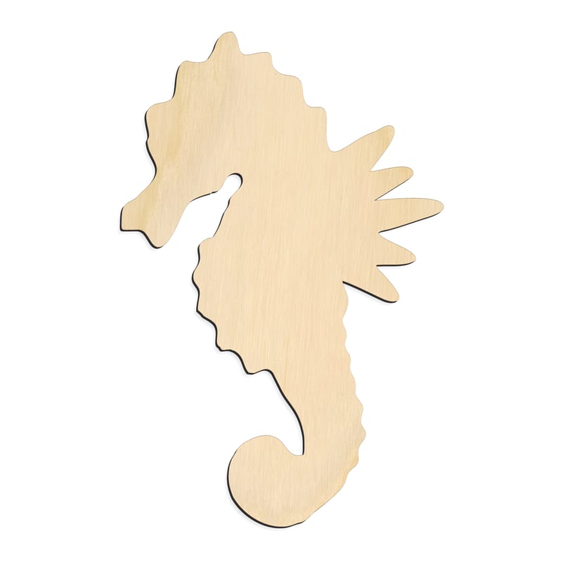 Laser-cut baltic birch silhouette of SEA HORSE FINNED