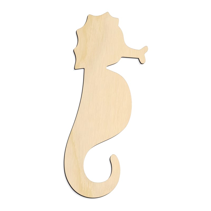 Laser-cut baltic birch silhouette of SEA HORSE MINIMAL