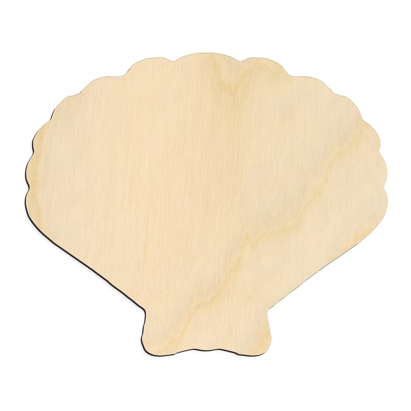 Laser-cut baltic birch silhouette of SEA SHELL CLAM BROAD FAN