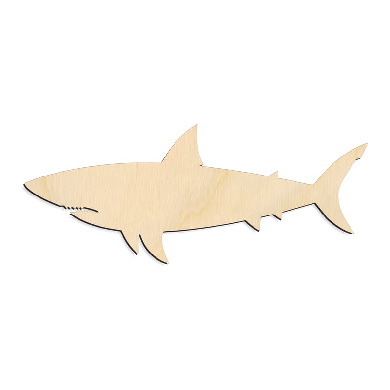 Laser-cut baltic birch silhouette of BROAD SHARK SILHOUETTE