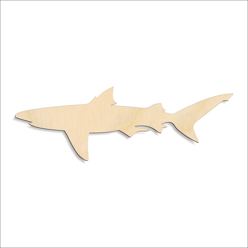 Laser-cut baltic birch silhouette of SHARK CLASSIC SILHOUETTE