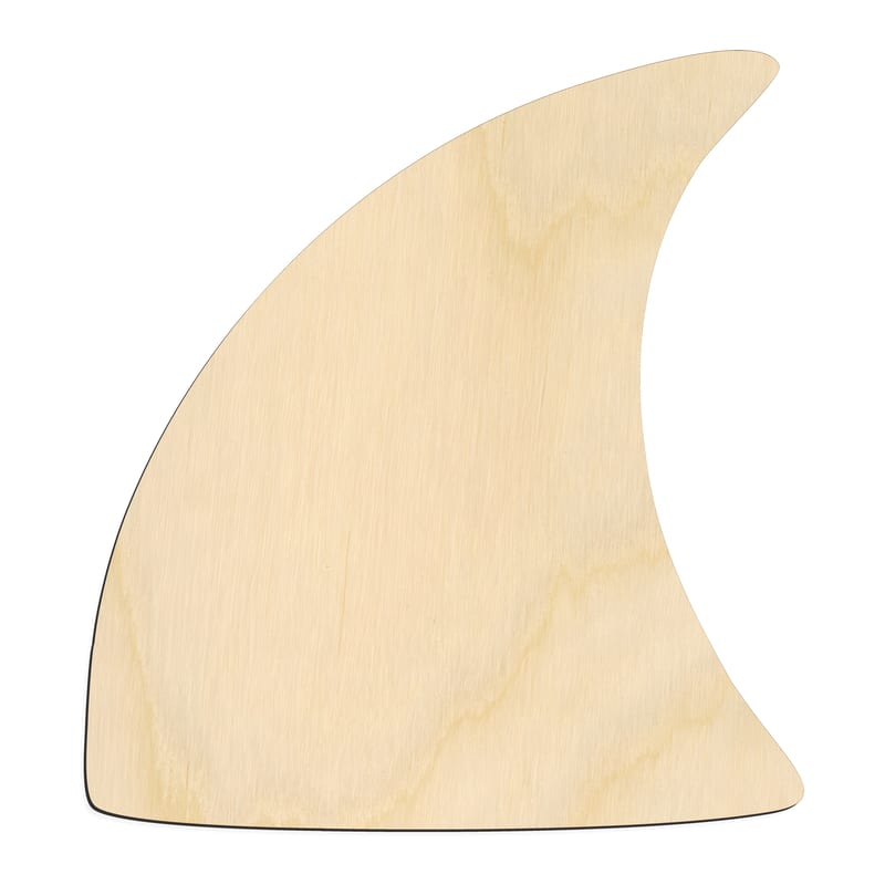 Laser-cut baltic birch silhouette of SHARK DORSAL FIN