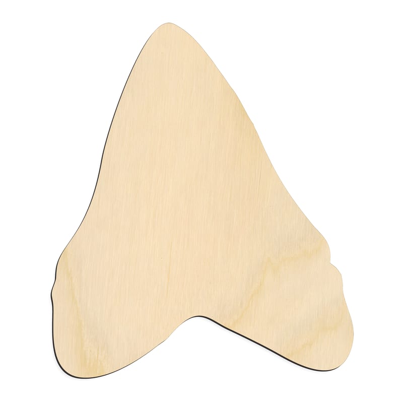 Laser-cut baltic birch silhouette of SHARK TOOTH