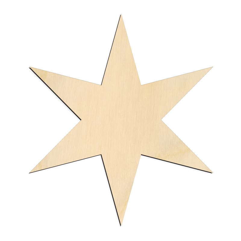 Laser-cut baltic birch silhouette of SHARP 6 POINT STAR