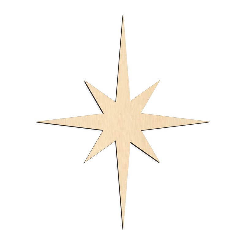 Laser-cut baltic birch silhouette of SHARP NORTH STAR