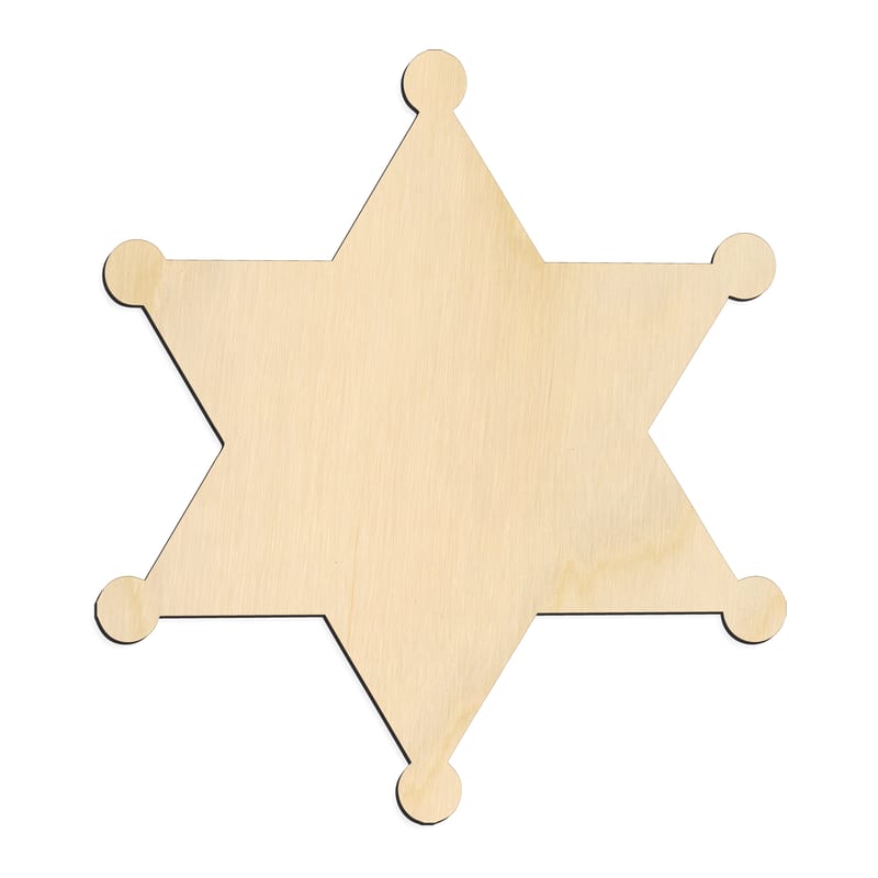 Laser-cut baltic birch silhouette of SHERIFF BADGE