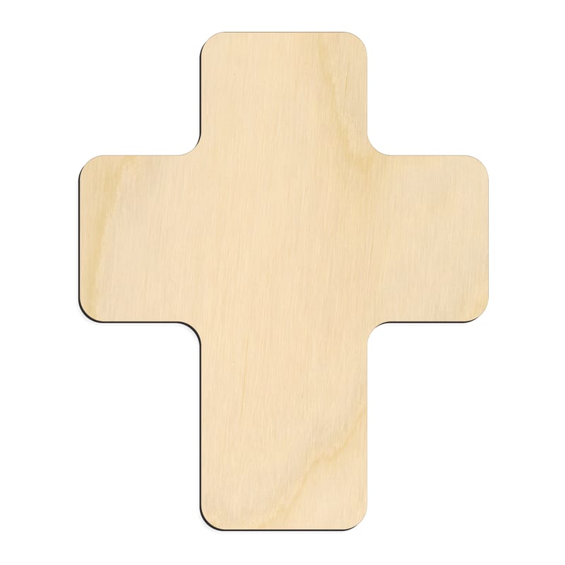 Laser-cut baltic birch silhouette of SHORT CROSS
