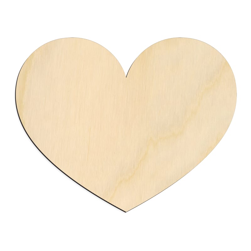 Laser-cut baltic birch silhouette of SHORT FAT HEART