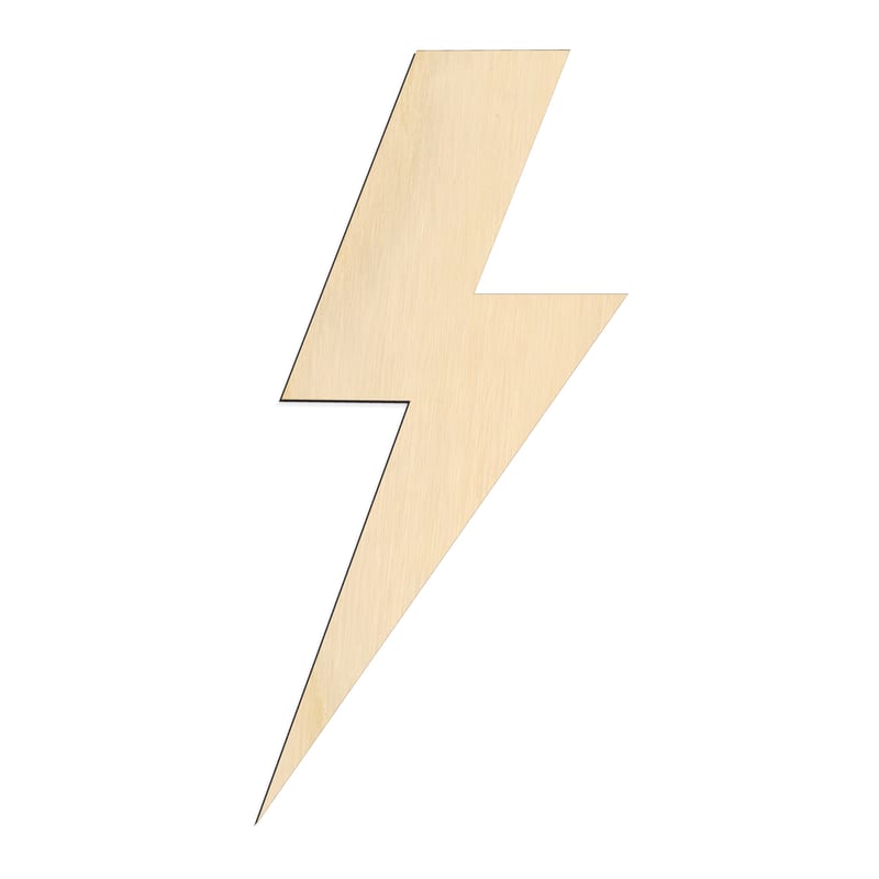 Laser-cut baltic birch silhouette of SHORT LIGHTNING BOLT