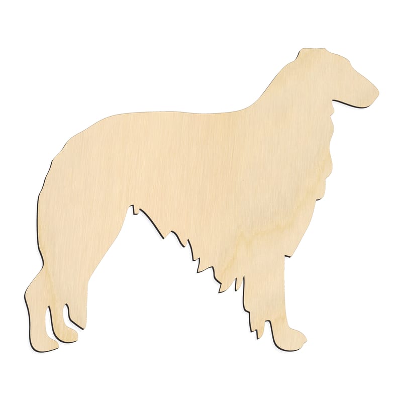 Laser-cut baltic birch silhouette of SHOW DOG BORZOI