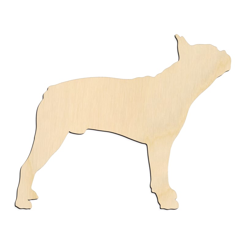 Laser-cut baltic birch silhouette of SHOW DOG BOSTON TERRIER