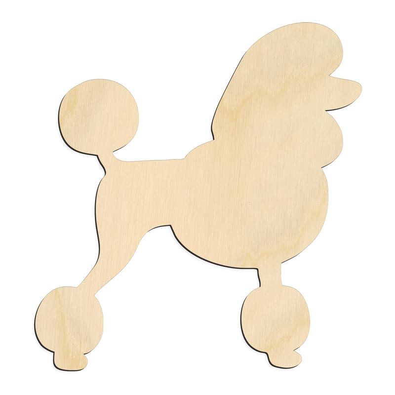 Laser-cut baltic birch silhouette of SHOW DOG STANDING TALL POODLE