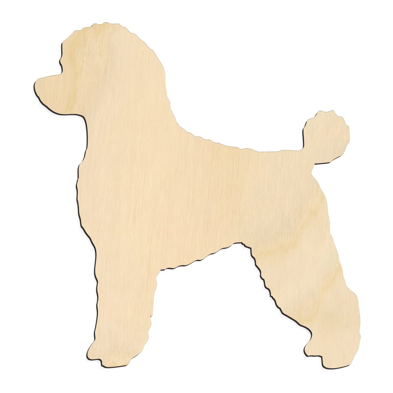 Laser-cut baltic birch silhouette of SHOW DOG WALKING POODLE SILHOUETTE