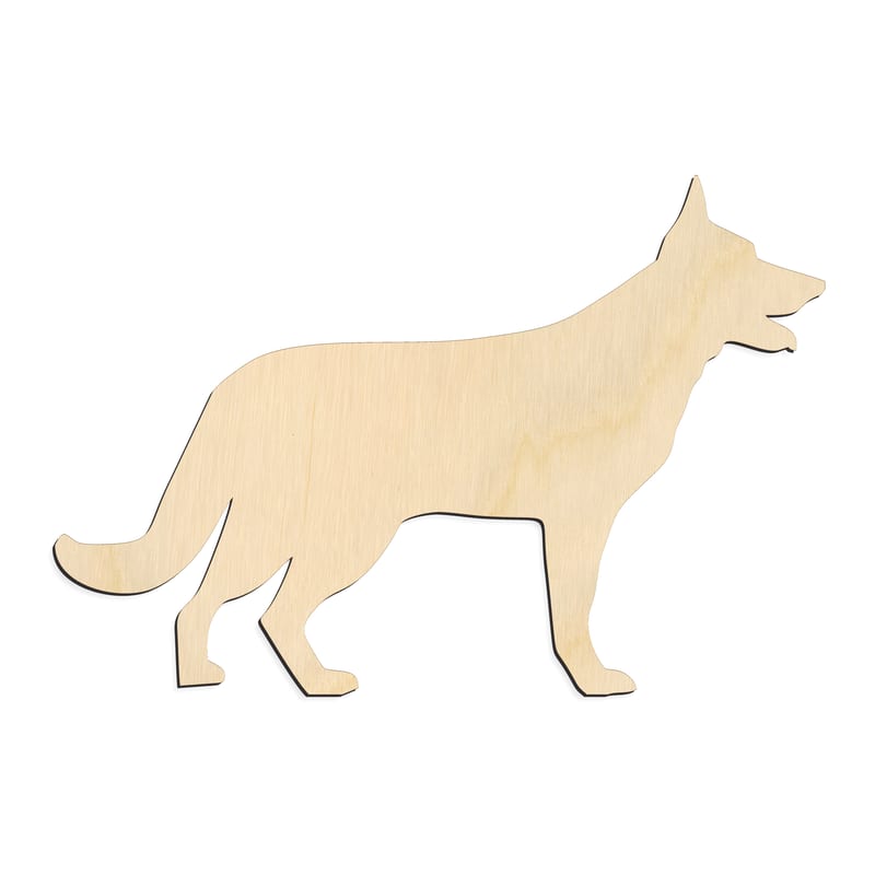 Laser-cut baltic birch silhouette of Show German Shepherd