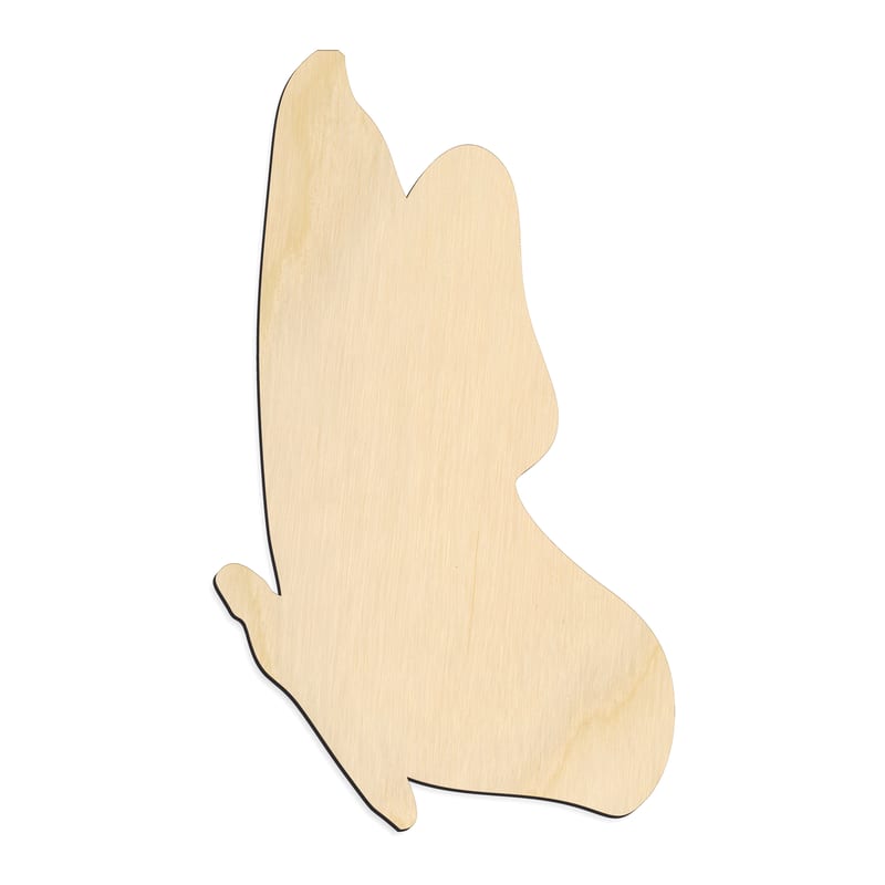 Laser-cut baltic birch silhouette of SIDE PROFILE BUTTERFLY