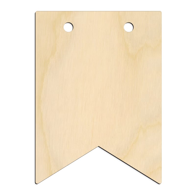 Laser-cut baltic birch silhouette of SIGN BANNER VERTICAL NOTCHED