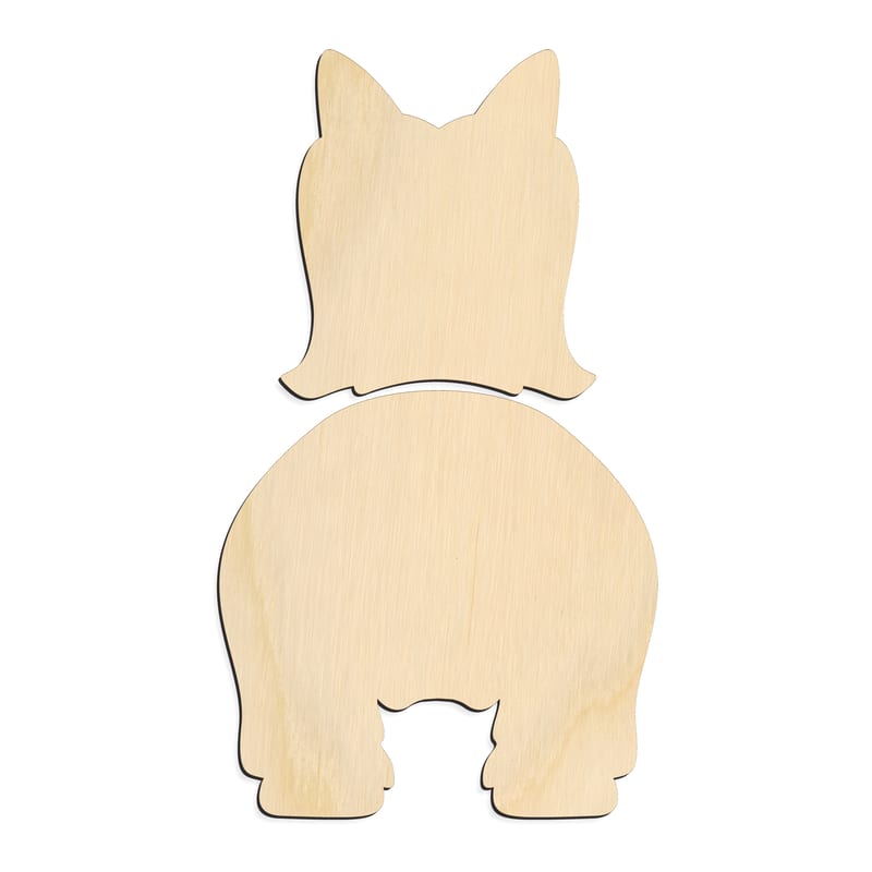 Laser-cut baltic birch silhouette of Silky Terrier Dog Butt