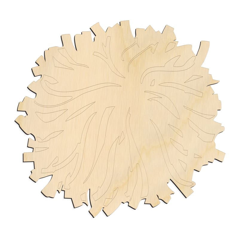 Laser-cut baltic birch silhouette of Single Pom