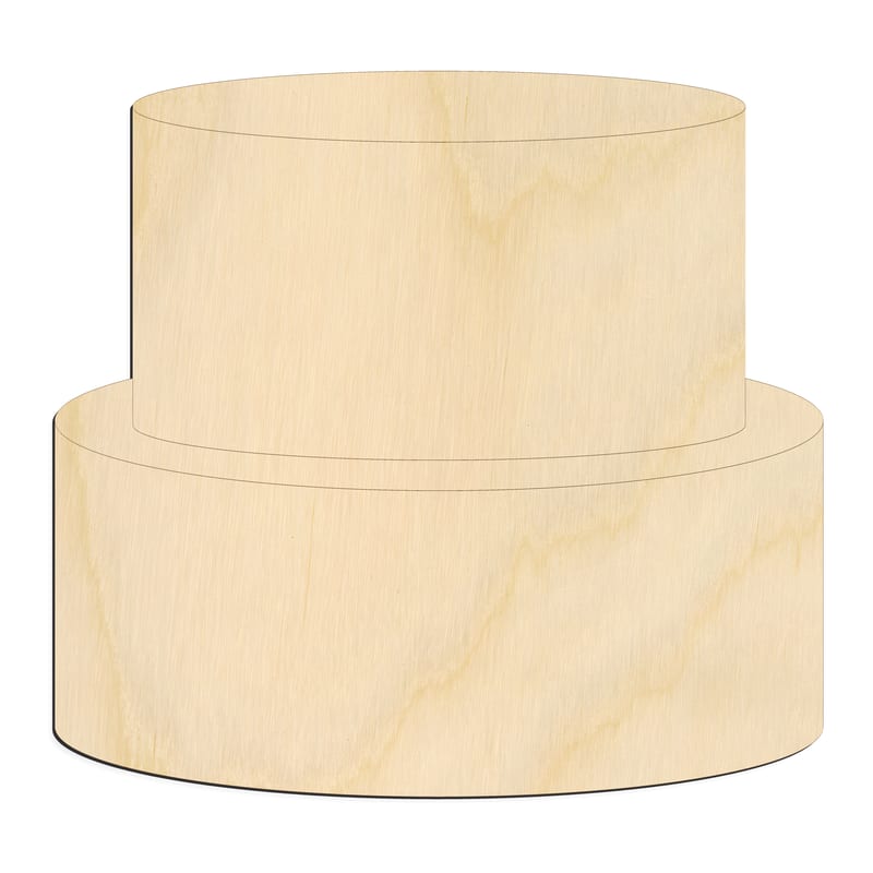 Laser-cut baltic birch silhouette of SINGLE TIER CAKE ENGRAVED