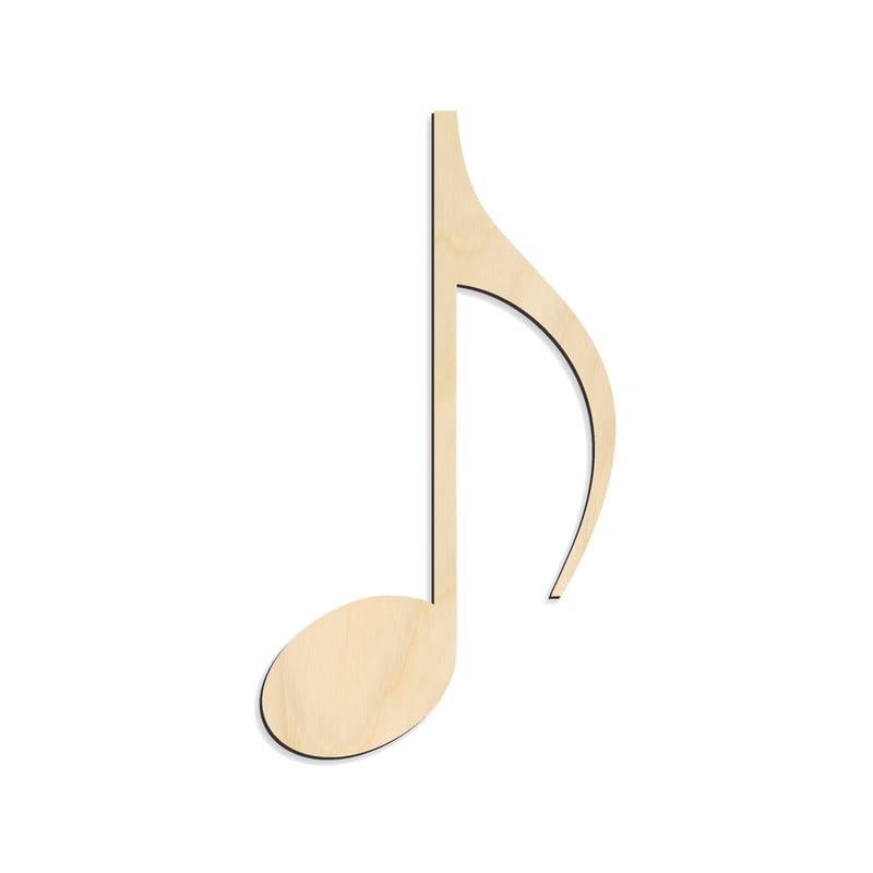 Laser-cut baltic birch silhouette of Eighth Note