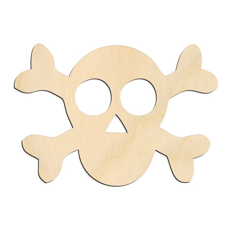 Laser-cut baltic birch silhouette of Skull and Crossbones