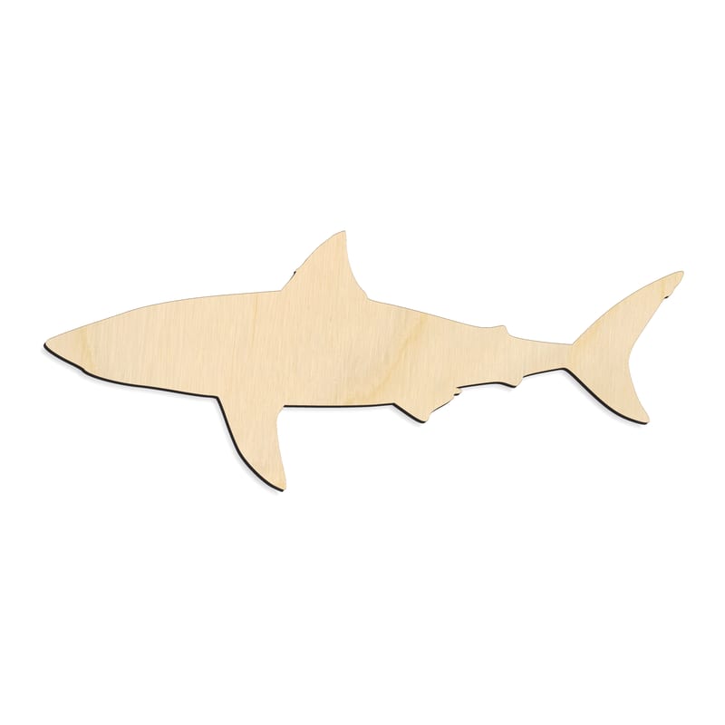 Laser-cut baltic birch silhouette of Slim Shark Silhouette