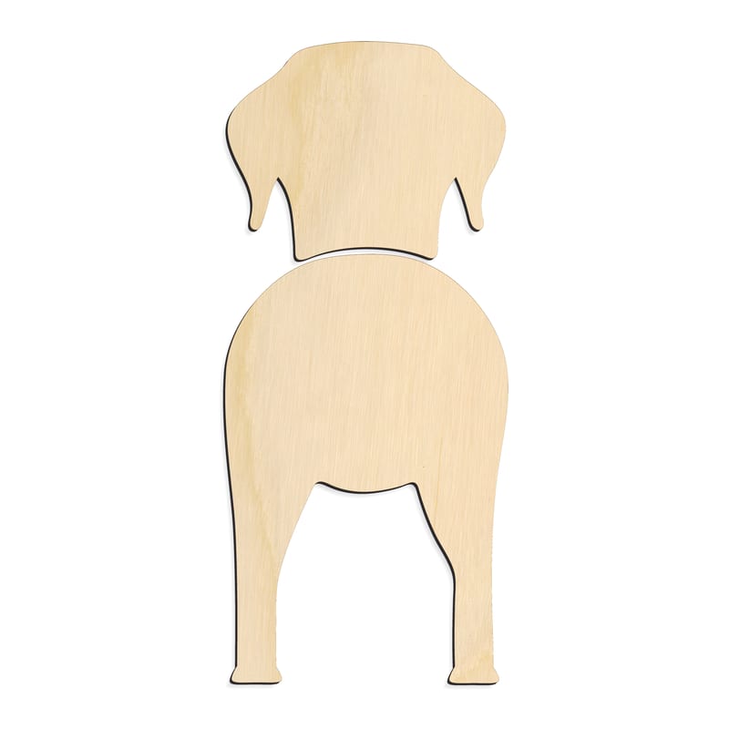 Laser-cut baltic birch silhouette of Front-Facing Dog Silhouette