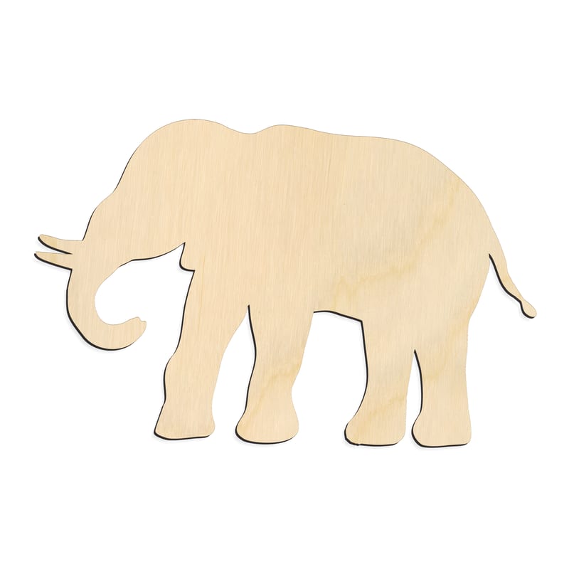 Laser-cut baltic birch silhouette of SMALL WALKING ELEPHANT