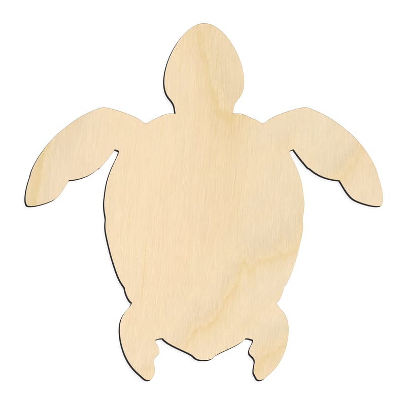 Laser-cut baltic birch silhouette of SMALL FLIPPER TURTLE