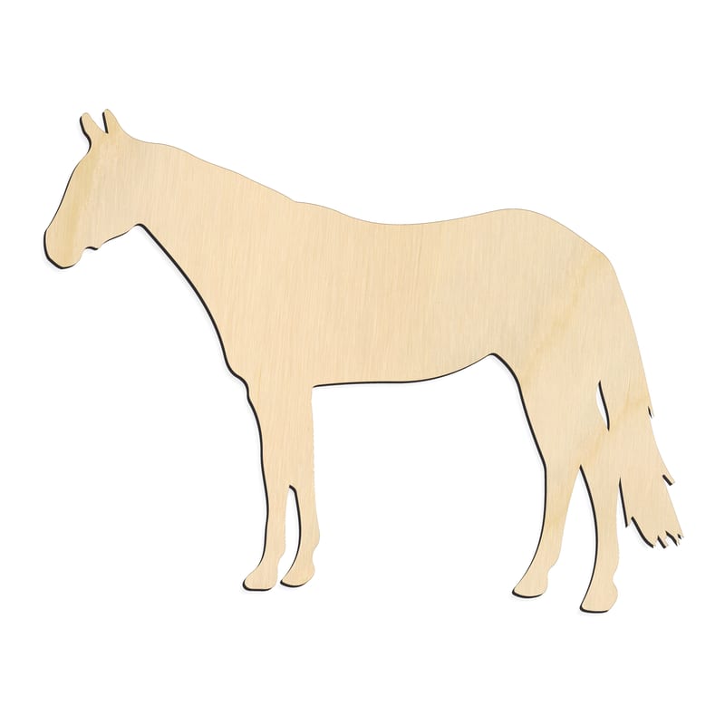 Laser-cut baltic birch silhouette of SMALL STANDING HORSE