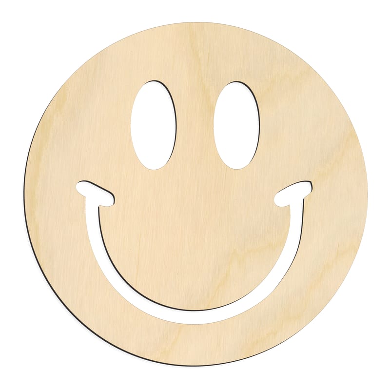 Laser-cut baltic birch silhouette of SMILEY FACE
