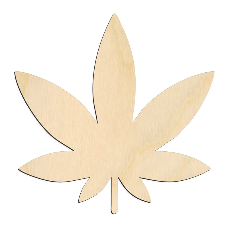 Laser-cut baltic birch silhouette of Marijuana Leaf