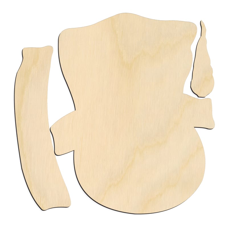 Laser-cut baltic birch silhouette of SNOWMAN HEAD TWO PIECE