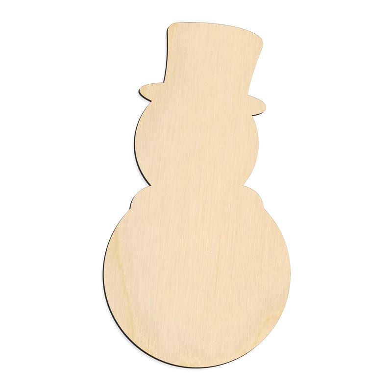 Laser-cut baltic birch silhouette of SNOWMAN WITH HAT SCARF SILLOUETTE