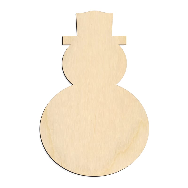 Laser-cut baltic birch silhouette of Stubby Snowman with Hat
