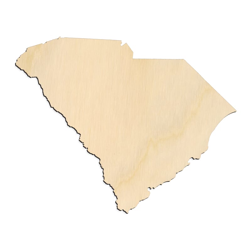 Laser-cut baltic birch silhouette of SOUTH CAROLINA STATE SILHOUETTE