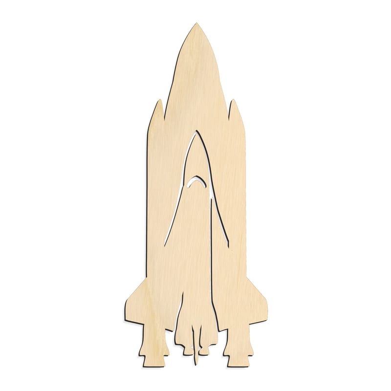 Laser-cut baltic birch silhouette of SPACE SHUTTLE
