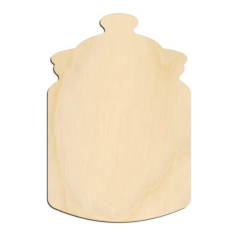 Laser-cut baltic birch silhouette of SPICE JAR