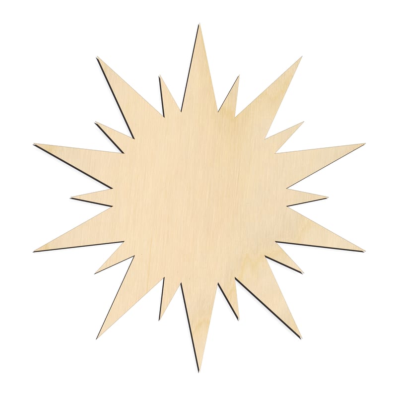 Laser-cut baltic birch silhouette of SPIKY SUN