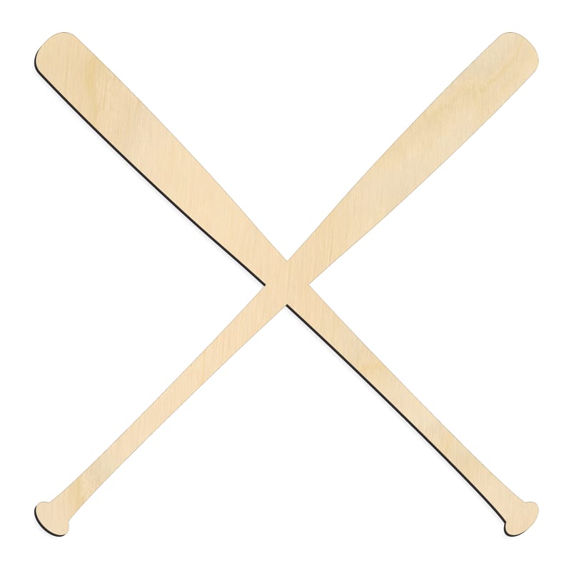 Laser-cut baltic birch silhouette of SPORTS BASEBALL BAT PAIR