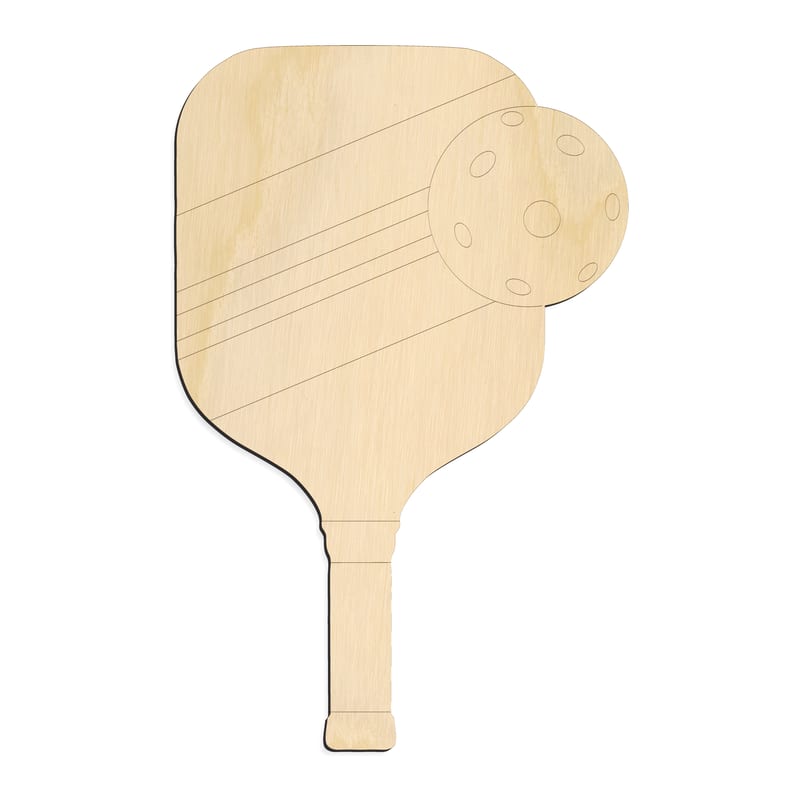 Laser-cut baltic birch silhouette of SPORTS ENGRAVED PICKLEBALL PADDLE