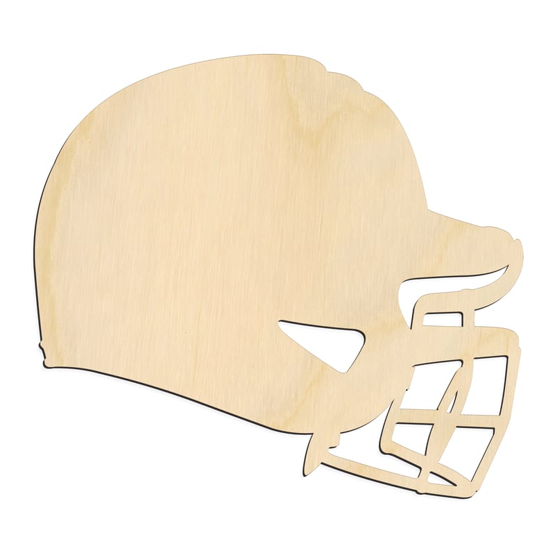 Laser-cut baltic birch silhouette of SPORTS SIMPLIFIED BASEBALL HELMET