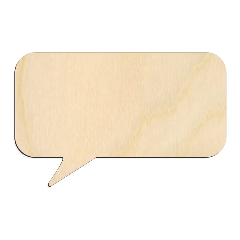 Laser-cut baltic birch silhouette of Talk Bubble